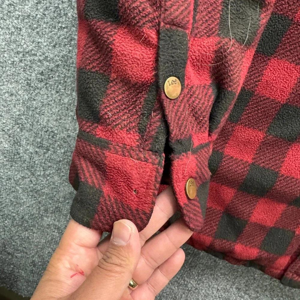 Lee Regular Fit‎ Shirt Jacket Mens XXL Red Black Plaid Quilted Lined Outdoor